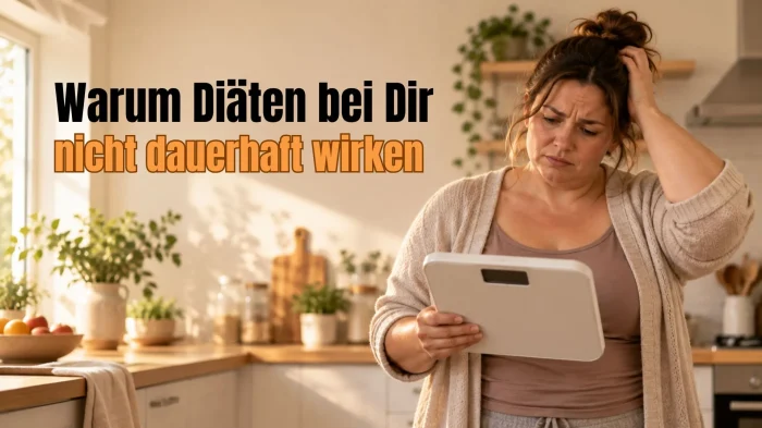 Frau hält eine Körperwaage in der Hand und wirkt verzweifelt